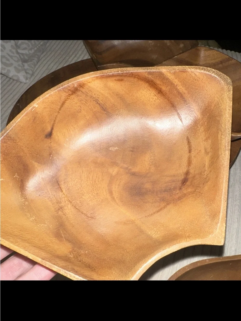 Monkey Pod Wooden 6-Piece Snack Bowl + Lazy Susan Serving Tray - Brown